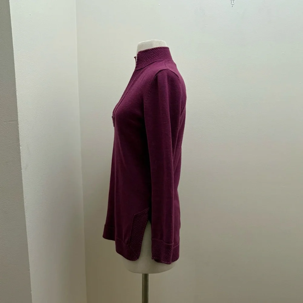 Tory Burch Purple High Neck 100% Merino Wool Sweater Size Small Old Money Preppy